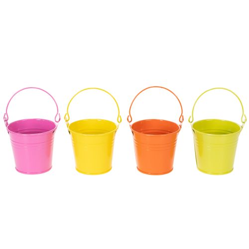Colorful buckets, Ø8cm H7.5cm, 12 pieces | Floristik24.co.uk