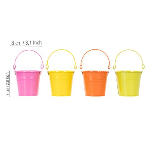 Colorful buckets, Ø8cm H7.5cm, 12 pieces | Floristik24.co.uk