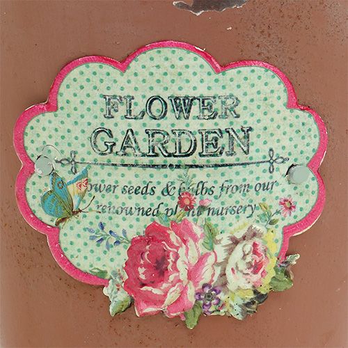 Floristik24 Bucket with motif Brown aged finish Ø11cm H12cm