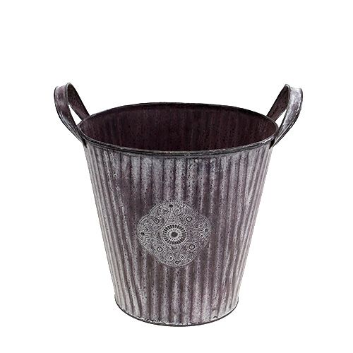 Floristik24 Bucket with pattern purple Ø19.5cm H18.5cm 1pc