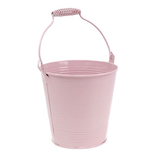 Floristik24 Pail with grooves Pastel pink Ø14,5cm H14,5cm