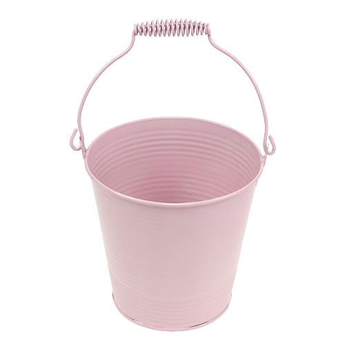 Floristik24 Pail with grooves Pastel pink Ø14,5cm H14,5cm