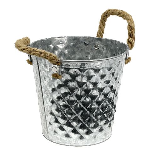 Floristik24 Bucket with rope handles Ø16cm H15cm