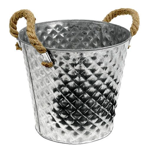 Floristik24 Bucket with rope handles Ø21cm H19cm