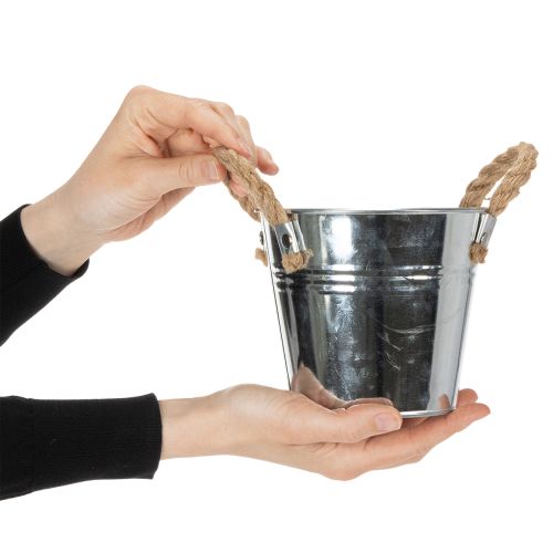 Bucket with rope handles Ø14cm H12cm | Floristik24.co.uk