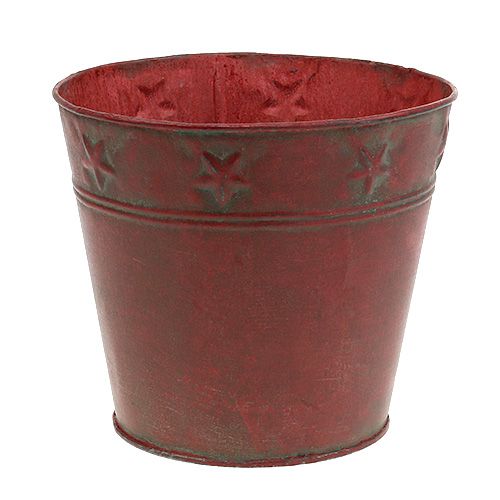 Floristik24 Bucket with stars red Ø17cm H15cm