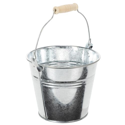 Bucket Ø14cm H12cm 6 pcs. Zinc, shiny | Floristik24.co.uk