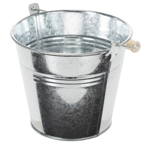 Bucket Ø14cm H12cm 6 pcs. Zinc, shiny | Floristik24.co.uk