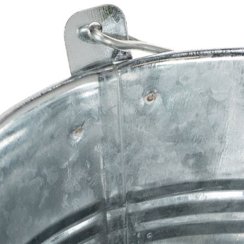 Bucket Ø14cm H12cm 6 pcs. Zinc, shiny | Floristik24.co.uk