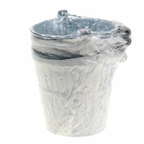 Floristik24 Zinc bucket with braided pattern gray Ø13cm H11.5cm 4pcs