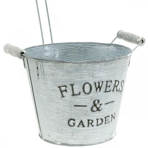 Product Decorative plant pot, bucket with pot, plant pot, metal bucket H38cm Ø16.5cm/Ø7cm
