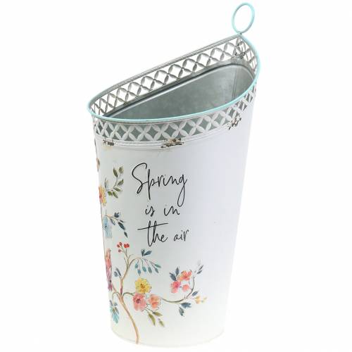 Floristik24 Decorative bucket with floral decoration and saying metal Ø27cm H50.5cm