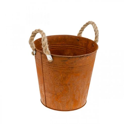 Floristik24 Decorative pot with handles, autumn decoration, metal vessel with patina Ø22cm H21cm