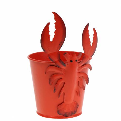 Product Decorative bucket lobster metal red Ø8cm H13cm 3pcs
