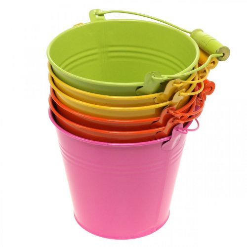 Product Bucket Plant Pot Metal Decorative Bucket Colorful Colors Ø14cm H12cm 6 Pcs