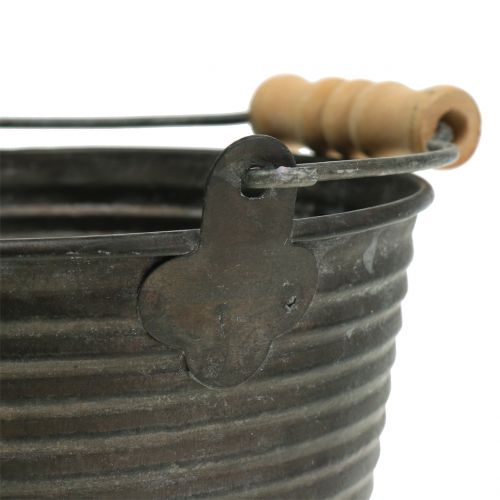 Floristik24 Zinc bucket with grooves Ø13cm H10cm