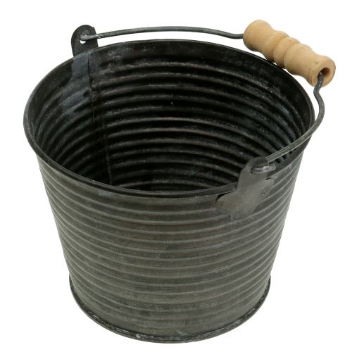 Floristik24 Zinc bucket with grooves Ø13cm H10cm