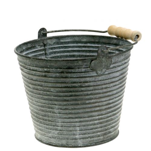 Floristik24 Zinc bucket with grooves Ø15cm H12cm