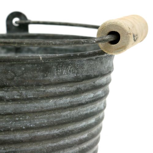 Floristik24 Zinc bucket with grooves Ø17cm H13.5cm