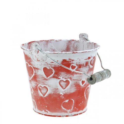 Floristik24 Metal pot for planting Bucket with heart pattern Mother&#39;s Day Planting bucket Ø13.5cm
