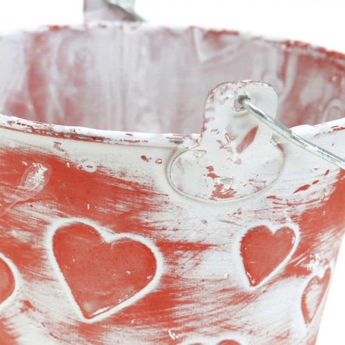 Floristik24 Decorative bucket heart decor, metal vessel, Valentine's Day, handle bucket Ø12cm