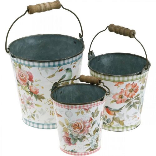 Floristik24 Metal bucket vintage look, spring decoration, plant bucket, metal decoration H15 / 11 / 9.5cm set of 3