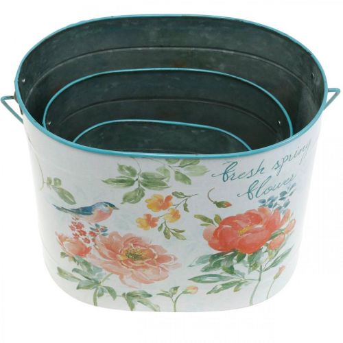 Product Plant bucket oval vintage spring decoration planter metal 26/22 / 17cm set of 3