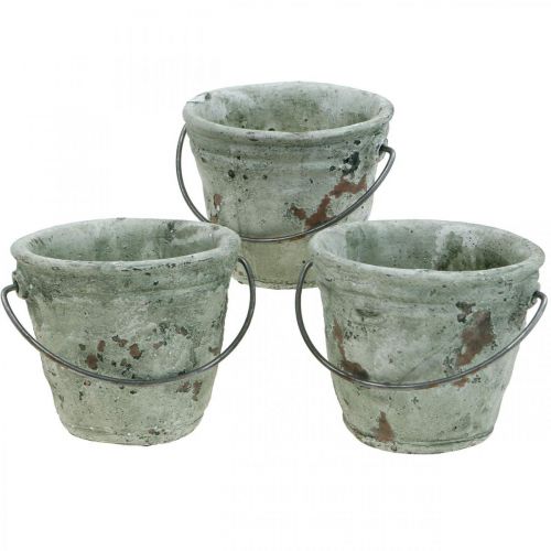 Floristik24 Bucket for planting, ceramic vessel, bucket decoration, antique optics Ø11.5cm H10.5cm 3pcs