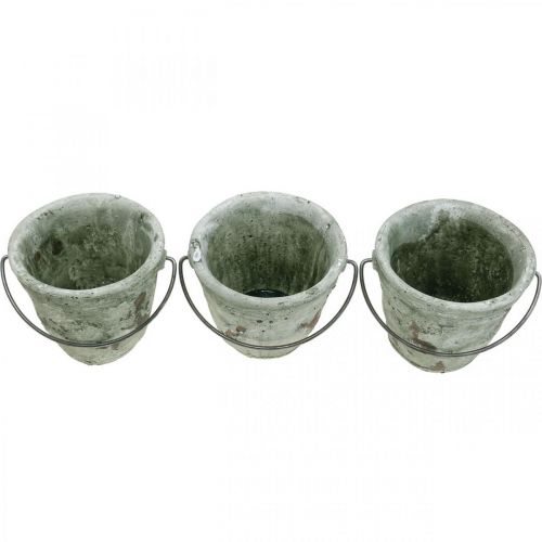 Floristik24 Bucket for planting, ceramic vessel, bucket decoration, antique optics Ø11.5cm H10.5cm 3pcs