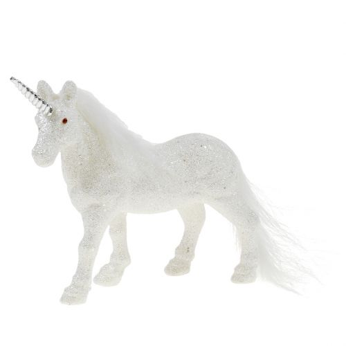 Floristik24 Unicorn 12.5cm white with glitter 4pcs