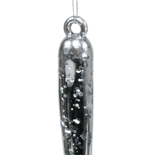 Product Decorative icicles for hanging transparent, silver 26cm 2pcs