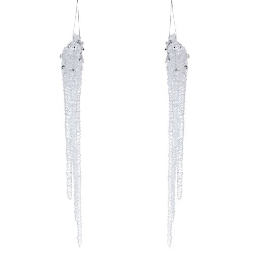 Floristik24 Decorative icicles clear, silver 15cm 4pcs