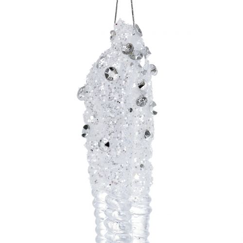Product Decorative icicles clear, silver 15cm 4pcs