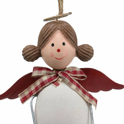 Product Christmas figures angel and reindeer to hang white, red Ø4.7cm H20 / 18cm 2pcs