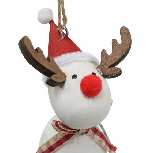Product Christmas figures angel and reindeer to hang white, red Ø4.7cm H20 / 18cm 2pcs