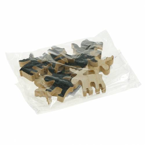 Product Christmas Decoration Elk Wood Black Glitter 5×5.5cm 12 pcs