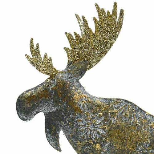Floristik24 Christmas figure moose golden antique look metal 21 × 14.5cm