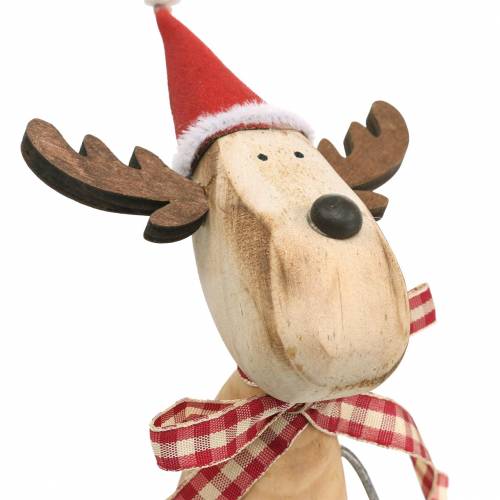 Product Natural branch reindeer with star Natural, Red H26cm
