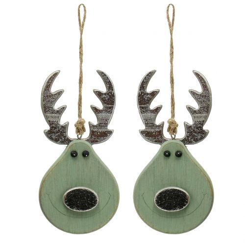 Floristik24 Hanging Decoration Elk Head Mint 14,5cm x 7,2cm 4pcs