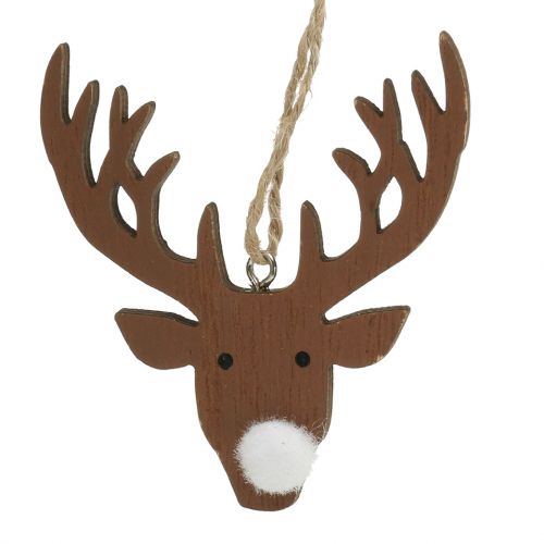 Floristik24 Christmas decorations Moose for hanging Brown and nature Wood 6.5 x 7cm 8pcs