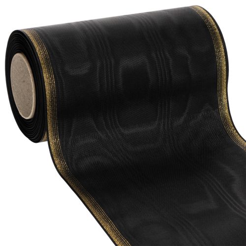 Elegant moiré wreath ribbon, 175mm black with pearl edge and taffeta weave, decorative ribbon for funeral floristry, bow ribbon, 25m buy online | Floristik24.co.uk