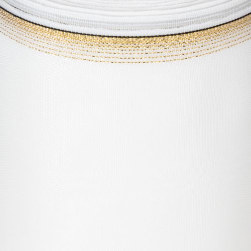 Elegant moiré wreath ribbon with gold edge, wedding decoration, mourning ribbon, white 150mm x 25m | Floristik24.co.uk