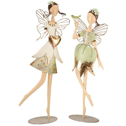 Floristik24 Elf Figures Metal Decoration Heart Bird H55cm/60cm 2pcs