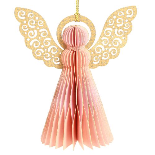 Product Angel Pendant Paper Decoration Christmas Apricot Gold 12cm 4 Pcs