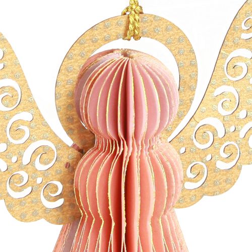 Product Angel Pendant Paper Decoration Christmas Apricot Gold 12cm 4 Pcs