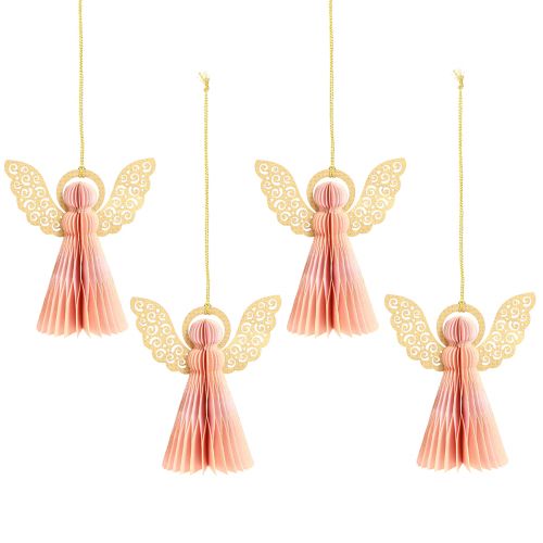 Product Angel Pendant Paper Decoration Christmas Apricot Gold 12cm 4 Pcs