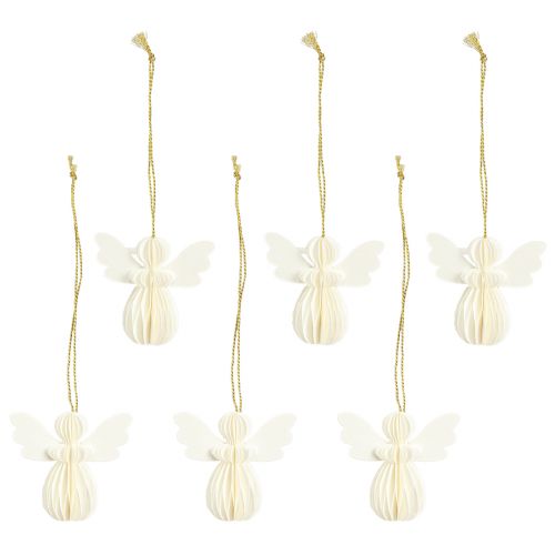 Product Angel Pendant Honeycomb Paper Decoration Christmas White 6cm 6 Pcs