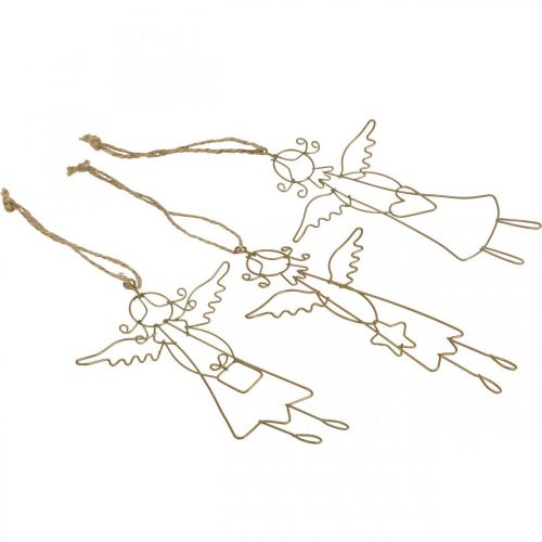 Product Angel pendant Christmas angel wire figures gold 15cm 6pcs