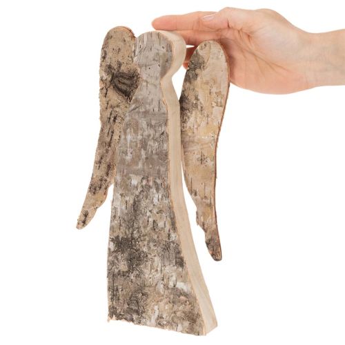 Wooden Angel Figurine with Birch Bark 30cm | Floristik24.co.uk