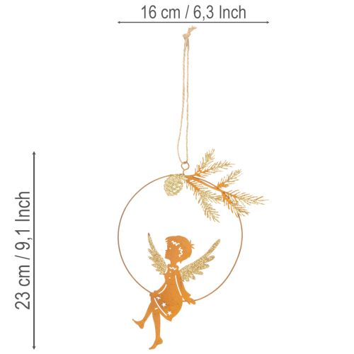 Angel Decorative Ring, Metal, Rust Finish, Christmas Decoration, 23.5 x 16.5 cm, 3 Pieces | Floristik24.co.uk